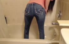 Dirty girl takes a leak in her pants