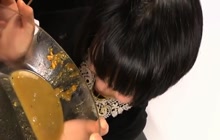 Drinking shitty enema then pukes it...