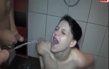 Nasty bitch getting lot of pee